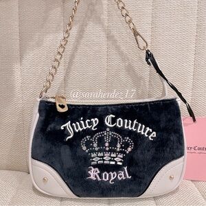 NEW‎ Juicy Couture Black Velour Juicy Kingdom Mini Wristlet Purse